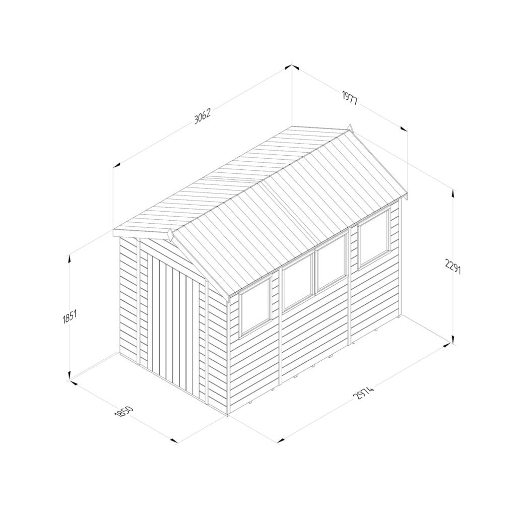Timberdale 10×6 Apex Shed – Four Windows 5013053194713 2
